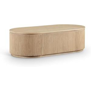 Meridian Furniture 99085Oak-CT Moana Collection Modern | Contemporary Storage Coffee Table with Rich Natural Finish, Solid Wood, Oak Veneer, Fluted Wood, 52" W x 26" D x 15" H, Natural