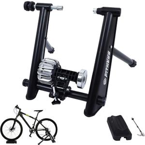 Fitvids Bike Trainer Stand Steel Bicycle Exercise Fluid Magnetic Stand with Front Wheel Riser Block, Multiple Options (Black)