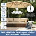 Solar Ceiling Fan Light with Remote, 30000mAh Portable solar lights outdoor with 20W Solar Powered Fan, 3 Speeds, solar fans with Light for Patios, Canopy, Shed, RV, Porch and Chicken Coop