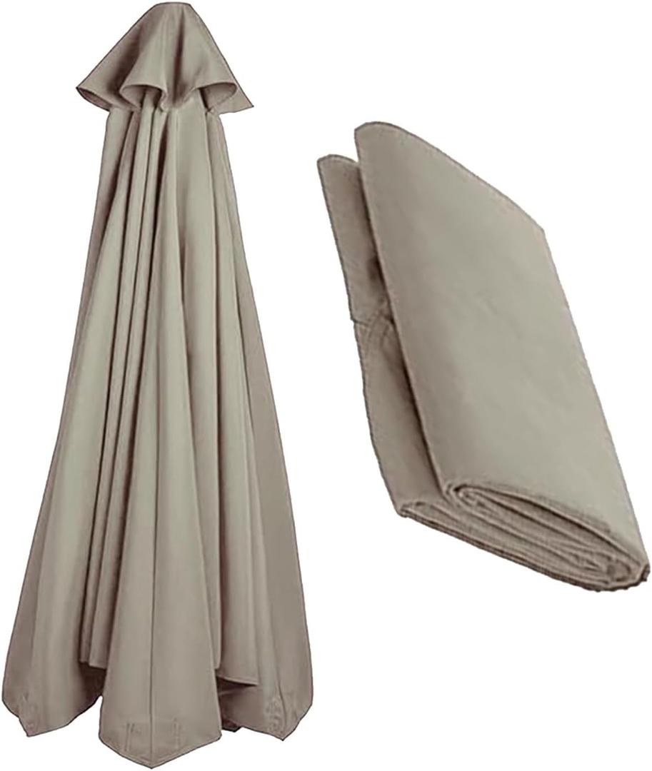 8ribs/6ribs Patio Umbrella Canopy Replacement,Outdoor Umbrella Replacement Canopy,9ft/10ft/11ft/13ft/6.5ft/7.5ft/8.2ft Outdoor Umbrella Polyester Top Without Rib (Taupe)