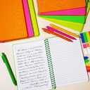 miikoul 8 Pack A5 Neon Spiral Lined Notebooks with 4 Pens 8.3" X 5.5" 80 Sheets/160 Pages Wide Ruled Notebook Spiral Journals Bulk Softcover Notepad Color Coded for Students Taking Class Notes