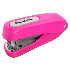 Praxxis Pro Office Supplies - Aria-Plus Half-Strip Mini Stapler - Durable, Compact, and Colorful Stapler for Office and Travel Use, Compatible with Standard 26/6 Staples, Pink