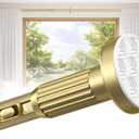 Tension Curtain Rod 42-144 Inches, No Drill Adjustable Spring Tension Rod, Push Button to Lengthen & Release to Lock, Heavy Duty Rust-Resistant for Window Living Room Closet Outdoor, Gold