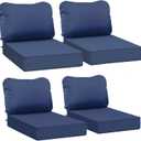 AAAAAcessories Outdoor Deep Seat Cushions, Waterproof, Fade-Resistant Patio Furniture Replacement Cushions, 23.5" x 25.5" x 5" + 23.5" x 19", Set of 4, Navy Blue