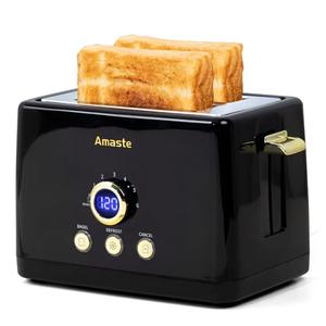 2 Slice Toaster, Retro Bread Toaster with LED Display, Extra Wide Slots Toasters with 6 Bread Shade Settings, Bagel, Cancel, Defrost Function, Stainless Steel with High Lift Lever, Removal Crumb Tray