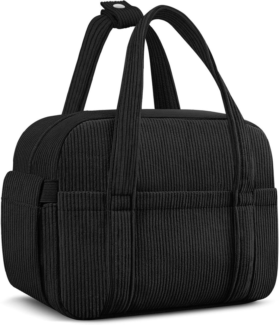 Corduroy Lunch Box Lunch Bag for Women Men, Cute Strawberry Small Insulated Reusable Work Leakproof Simple Lunch Boxes Tote Bag Adults Cooler Bag