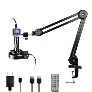 NICE-POWER Digital Microscope, 48MP 4K 1080P HDMI Type-C/USB Industrial Video Microscopes Camera, 150X Zoom C-Mount Lens, Foldable Stand, LED Ring Light, Soldering Microscope for Electronics Repair