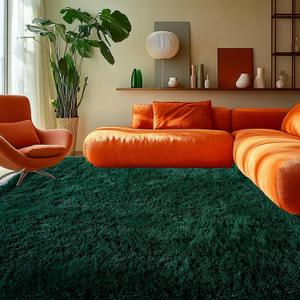 6x9 Green Rugs for Living Room : Dark Green Shag Fluffy Carpet for Living Room-Large Fuzzy Plush Soft Bedroom Carpets, Shaggy Area Rugs for Bedroom