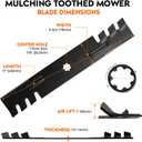 GY20852 48 inch 7-Star Mulching Toothed Blades for John Deere GX21784 D140 E140 D160 E150 E160 E170 LA145 LA140 LA155 155C 48" Decks 100 Series Tractor Zero Turn Mower GX21785 AM137757 2-Pack, Black