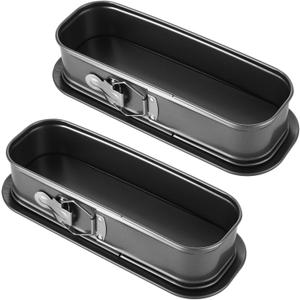 ASelected 2PCS Narrow Oval Springform Pan, 12 Inch Black Gray Non-Stick Springform Cake Pans with Removable Bottom for Cheesecake, Terrine, Tiramisu, Bread Loaf, Baking