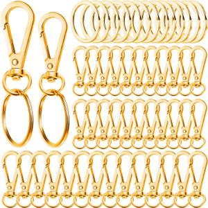 100PCS Swivel Clasps Lanyard Snap Hooks with Key Rings, Swivel Snap Hooks, Keychain Hook, 50 Pcs Large and Small Swivel Hooks, Swivel Clasp with 50 Key Rings for DIY Crafts, Lanyard Making(Gold)
