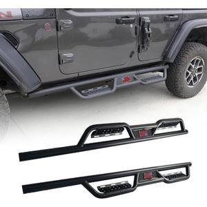 GaeaAuto Drop Down Style Running Boards Drop Side Steps Rails Nerf Bars Carbon Steel Compatible with 2007-2018 Jeep Wrangler JK JKU Unlimited 4 Door