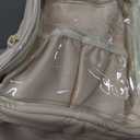 Large Makeup Bag, Portable Travel Makeup Bag Organizer for Women Girls with Makeup Brush Compartment & Two Side Pockets, Cosmetic Travel Bag Vertical Storage Toiletry - Beige (MEDIUM, 07-Lily Pattern)