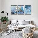 Black Framed Wall Art For Living Room Large Wall Decor For Office Bedroom Wall Decorations Minimalist Abstract Paintings blue Watercolor Wall Pictures Artwork Home Decor 3 Piece Framed Prints Art, 20x28inches*3pcs