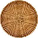 Hand Woven Rattan Serving Basket 8.7 inch - Round Platter for Fruit, Snacks, Appetizers, Bread, Breakfast, BBQs, Parties - Decorative Tray for Living Room, Kitchen, Dining Decor (Small)