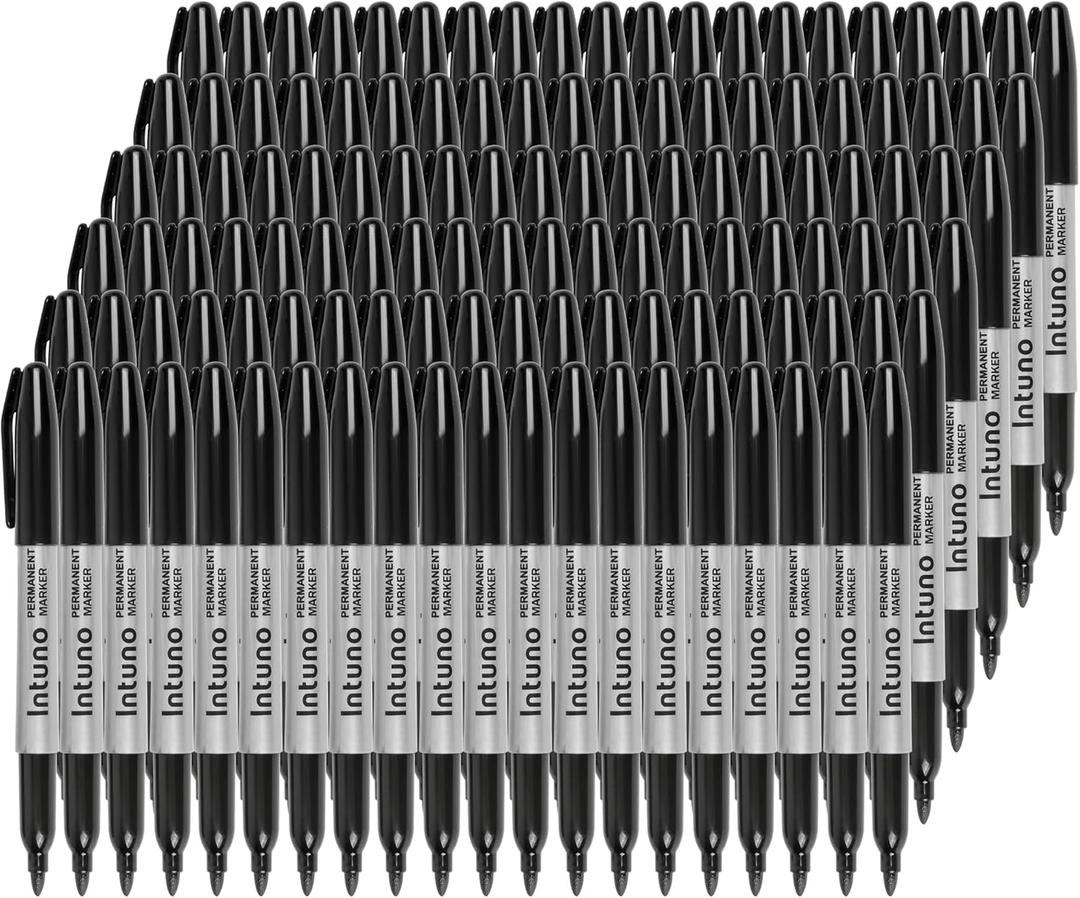 Permanent Markers, 120 Count Black, Fine tip, Oil-Based Permanent Markers, Waterproof and Fade-Resistant, for Paper, Wood, Metal, Glass and More