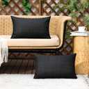 2 x MIULEE Outdoor Waterproof Throw Pillow Covers Decorative Farmhouse Water Resistant Cushion Covers for Tent Patio Garden Couch Sofa Pack of 2, 12x20 Inch Black