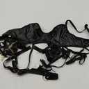 Lilosy Sexy Pu Leather Strappy Underwire Garter Belt Lingerie Set (Small, Black)