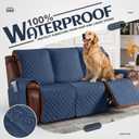 KinCam Waterproof Recliner Sofa Cover, Non-Slip Reclining Couch Covers for 3 Seat, Recliner Couch Cover Furniture Protector with Elastic Straps for Pets, Kids, Blue