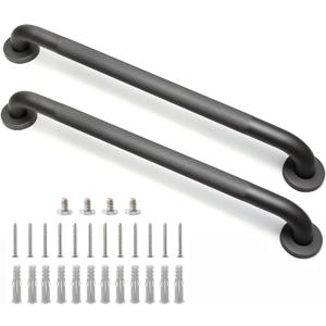 Shower Grab Bar, 2 Pack 24 Inch Gray Bathroom Grab Bar, 1.25" Diameter 304 Stainless Steel Anti-Slip Grab Bars for Bathtubs and Showers, Handicap Shower Grab Bar for Seniors Elderly