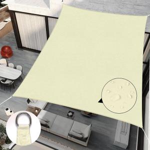 Upgrade 12'x16' Sun Shade Sail Rectangle Canopy, Water Resistant & UV Block Sunshade for Outdoor Patio Lawn Beach Garden Carport Backyard Deck Pergola, Beige
