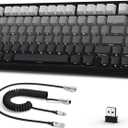 ATTACK SHARK X85 Wireless Mechanical Gaming Keyboard with Knob Hot Swappable BT/2.4GHz/USB-C Side Print PBT Keycaps 75% Gasket Keyboard RGB Coiled Cable Linear White Jade Switch for PC/MAC/Win