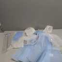 Princess Dress for Girls Puff Sleeves Princess Costume Blue Fancy Dress Up for Halloween Cosplay Party Carnival (3T/100)