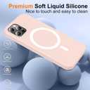 [6 in 1] Magnetic Silicone for iPhone 12 Phone Case/iPhone 12 Pro Phone Case,[Compatible with Magsafe][Glass Screen Protector][Soft Anti-Scratch Microfiber Lining] Shockproof Case 6.1 inch-Sand Pink