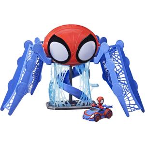 Marvel Spidey and His Amazing Friends Web-Quarters Playset with Lights and Sounds, Includes Spidey Action Figure and Toy Car, for Kids Ages 3 and Up,F1461