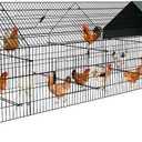 PawGiant Chicken Coop, Chicken Run Pen for Yard with Cover Outdoor Metal Portable Chicken Tractor Cage Enclosure Crate Outside for Small Animals Duck Rabbit Hen 21ft x 3.5ft