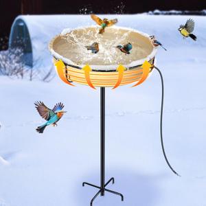 Large Heated Bird Bath for Outside Winter, 75W Heated Bird Baths for Outdoors, Thermostat Control with 5-Prong Metal Base, 6.3 L Heated BirdBath with High Capacity for Garden Patio Yard Lawn