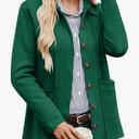 GRACE KARIN Women Casual Cardigan Knit Button Down Jacket Long Sleeve Sweater Blazer with Pockets, Size XXL