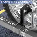 Heavy-Duty Folding RV Spare Tire Bracket,Heavy Duty Folding Trailer Spare Tire Mount Fits 15" & 16" Wheels, Spare Carrier for 4" Square Bumpers,Durable Trailer Accessories