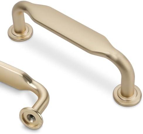 KOMOTIA 10 Pack 3 Inch Cabinet Pulls Brushed Brass Kitchen Cabinet Handles Zinc Alloy Drawer Pulls Solid Cabinet Hardware