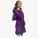 Zando Packable Rain Jacket Women Waterproof Long Rain Coat Lightweight with Hood Windbreaker Jackets Outdoor Trench Coat Purple L