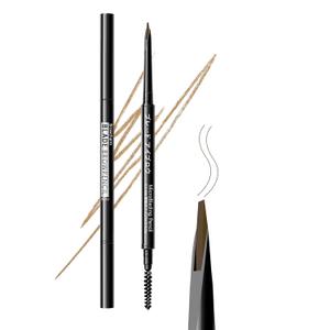Eyebrow Pencil 0.1mm Ultra Slim - Microblading Brow Pencil, Long Lasting, Waterproof Eyebrow Pencil, Smudgeproof Brow Definer with Precision Tip and Spoolie, Fills and Defines Brows (03#LIGHT BROWN)