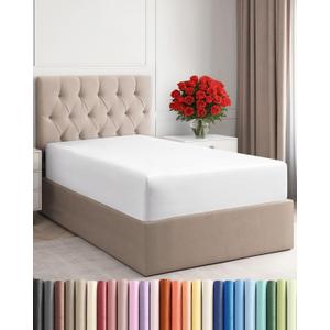 Twin Fitted Bed Sheet - Bottom Single Fitted Sheet Only - Ultra-Soft Hotel Luxury Bedding w/ 8-16 Inch Deep Pockets - Breathable, Cooling & Wrinkle Free - Easy-Care, Fade & Shrink Resistant - White