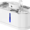 Cat Water Fountain Cordless, 108oz/3.2L Wireless Cat Fountains for Drinking, Pet Water Fountains for Cats Indoor, Automatic Cat Water Dispenser Battery Operated Rechargeable, Stainless Steel White