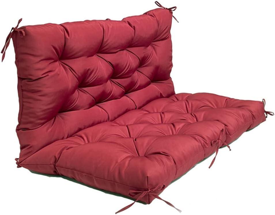SEAHOME Waterproof Bench Cushion with Backrest, 2 or 3 Seat Swing Replacement Cushions Overstuffed for Garden Patio Furniture Loveseat Swing Outdoor Bench Cushions (59.1 * 39.4 * 3.94inch, Burgundy)