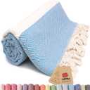 Bazaar Anatolia Turkish Beach Towel 100% Cotton, Quick Dry, Sand Free Towel for Bathroom, Camping, Travel, Teal Oversized 71x39 Inches Diamond Turquoise