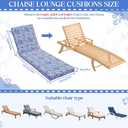 Kigley 72x21 Inch Outdoor Chaise Lounge Chair Cushions Set of 2, Pool Patio Chair Cushions for Outdoor Furniture Waterproof High-Density Foam Pad with Covers Non-Slip Ties Lawn Beach(Retro,Blue)