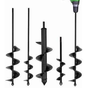 TCBWFY 4 Pack Garden Auger Spiral Drill Bits - 1.6"x9", 1.6"x16.5", 3"x16.5", 3"x12" - Heavy Duty Steel - Corrosion Resistant - Perfect for Post Holes, Earth & Lawn Augering,Planting Bulbs&Trees