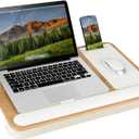LAPGEAR Home Office Pro Lap Desk with Wrist Rest, Mouse Pad, and Phone Holder - White Oak Woodgrain - Fits up to 15.6 Inch Laptops - Style No. 91609