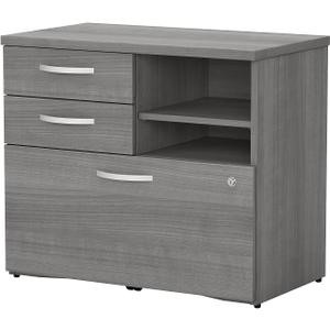 Bush Business Furniture Studio C Office Storage Cabinet with Drawers and Shelves in Platinum Gray
