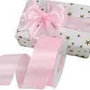 Simplegoal Double Face Pink Satin Ribbon 2 Inch X 50 Yards Polyester Pink Ribbons for Gift Wrapping Fabric Ribbon for Crafts Flower Bouquet Sewing Arts Wedding Party Decoration, Pack 3