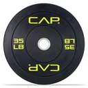 CAP Barbell Economy Olympic Bumper Plate with Yellow Logo, Black, 35 lb Pair