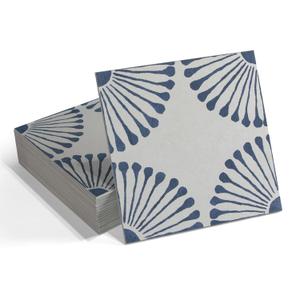 16-Sheet Peel and Stick Floor and Wall Tile, 9" x 9" Blue Stone Composite Self Adhesive Vinyl Flooring, Patterned Flower Groupable Backsplash Tile for Kitchen Bathroom Shower