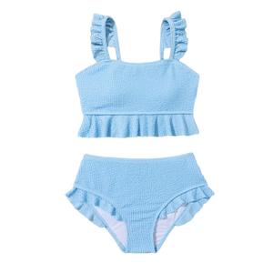 Floerns Girl's 2 Piece Bathing Suit Ruffle Trim Summer Bikini Swimsuit, 12Y