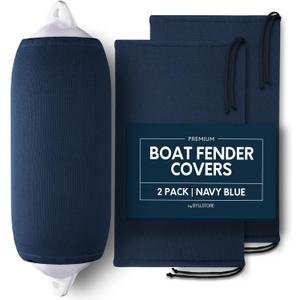 Boat Fender Covers  | Black & Navy Blue | 1, 2 & 4-Pack | Polyester (2-Pack, Navy Blue, 8 x 22)