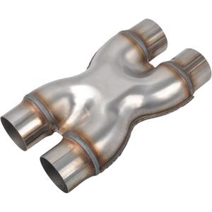 T409 Stainless Steel X Pipe 2.5'' Inch ID Dual to 2.5'' Inch ID Dual Stamped Exhaust Adapter Connector, Crossover X-Pipe,Overall Length: Approx. 12", Universal